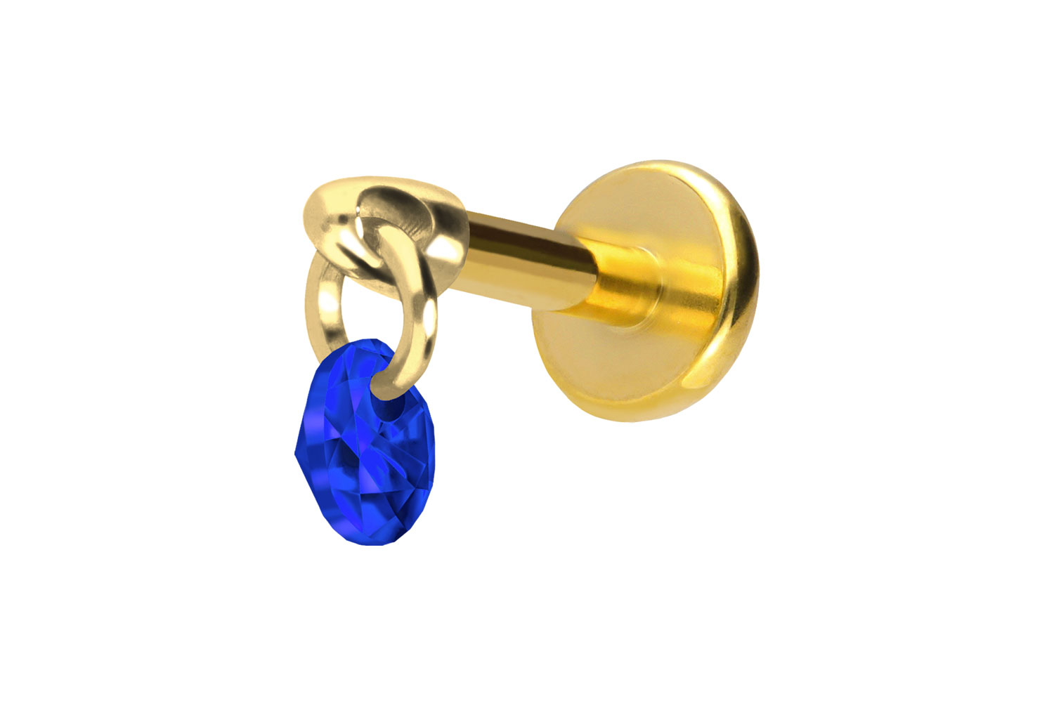 Titan Labret Piercing mit Push Fit RUNDER KRISTALL